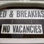 A NO VACANCIES SIGN OUTSIDE A B&B IN CHELTENHAM UK. Image shot 2001. Exact date unknown.
